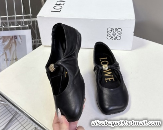 Good Quality Loewe Pebble Soft ballerinas flat in nappa lambskin Black 0823081
