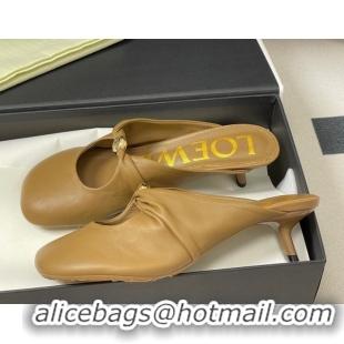 Cheap Price Loewe Pebble Soft heel mule 4.5cm in nappa lambskin Brown 0823087