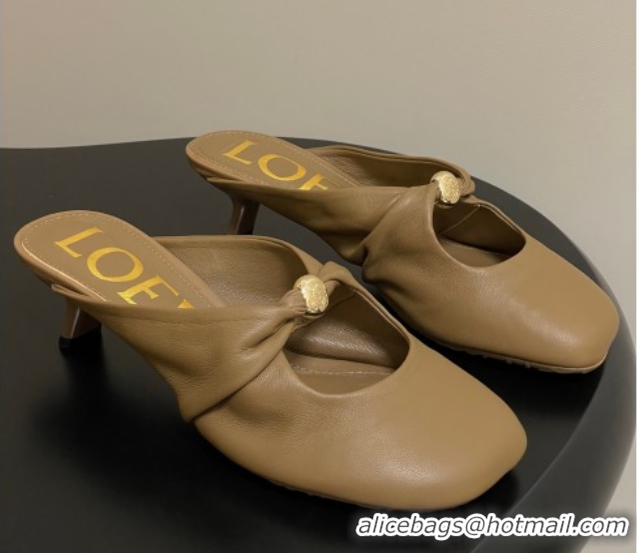 Cheap Price Loewe Pebble Soft heel mule 4.5cm in nappa lambskin Brown 0823087