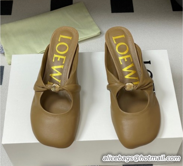 Cheap Price Loewe Pebble Soft heel mule 4.5cm in nappa lambskin Brown 0823087