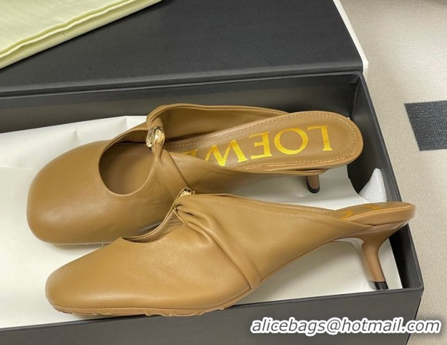 Cheap Price Loewe Pebble Soft heel mule 4.5cm in nappa lambskin Brown 0823087