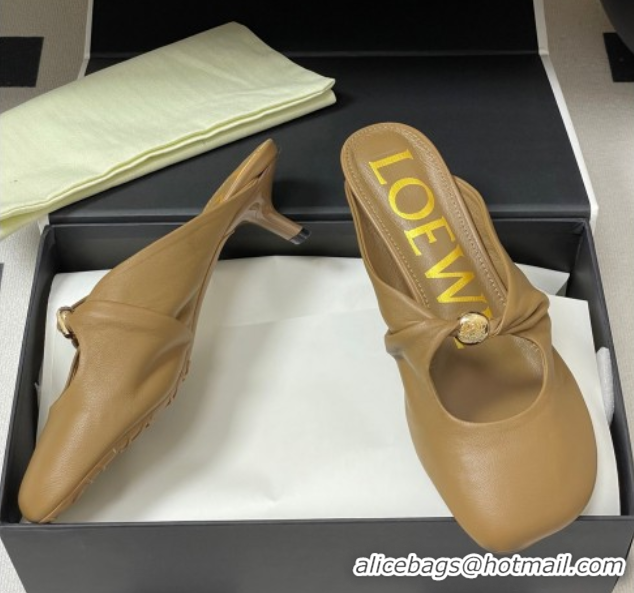Cheap Price Loewe Pebble Soft heel mule 4.5cm in nappa lambskin Brown 0823087