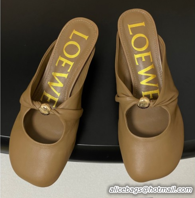 Cheap Price Loewe Pebble Soft heel mule 4.5cm in nappa lambskin Brown 0823087