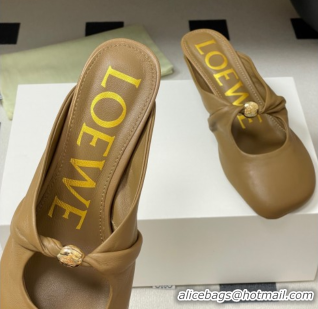 Cheap Price Loewe Pebble Soft heel mule 4.5cm in nappa lambskin Brown 0823087