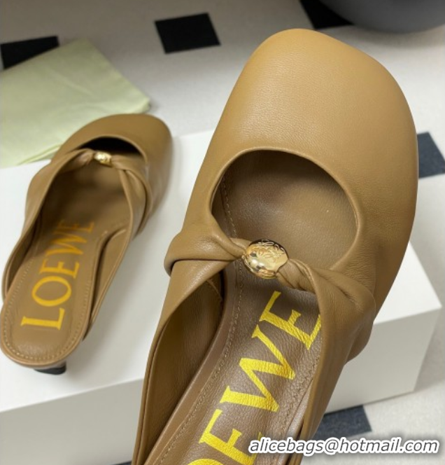 Cheap Price Loewe Pebble Soft heel mule 4.5cm in nappa lambskin Brown 0823087