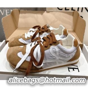Classic Hot Loewe Ballet Runner 2.0 Sneakers in nylon and suede White/Brown 0823088