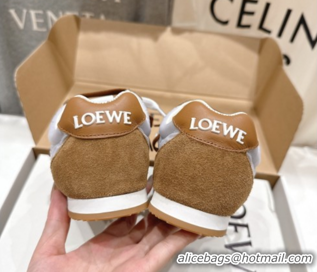 Classic Hot Loewe Ballet Runner 2.0 Sneakers in nylon and suede White/Brown 0823088