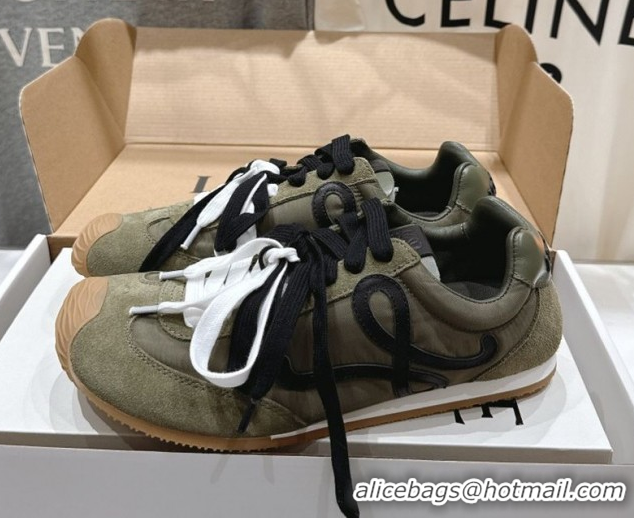 Good Product Loewe Ballet Runner 2.0 Sneakers in nylon and suede Green 0823089