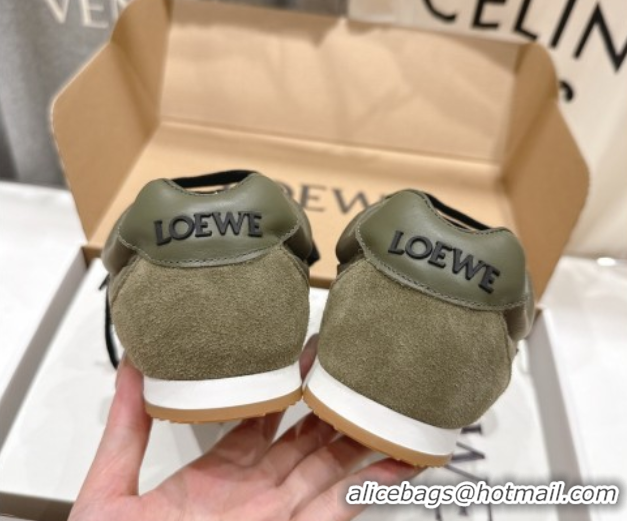 Good Product Loewe Ballet Runner 2.0 Sneakers in nylon and suede Green 0823089