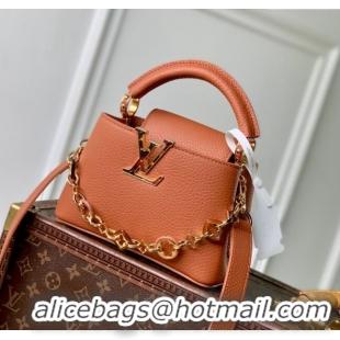Market Sells Louis Vuitton Capucines Mini Bag with Chain in Taurillon Leather M14381 Tan ​2025