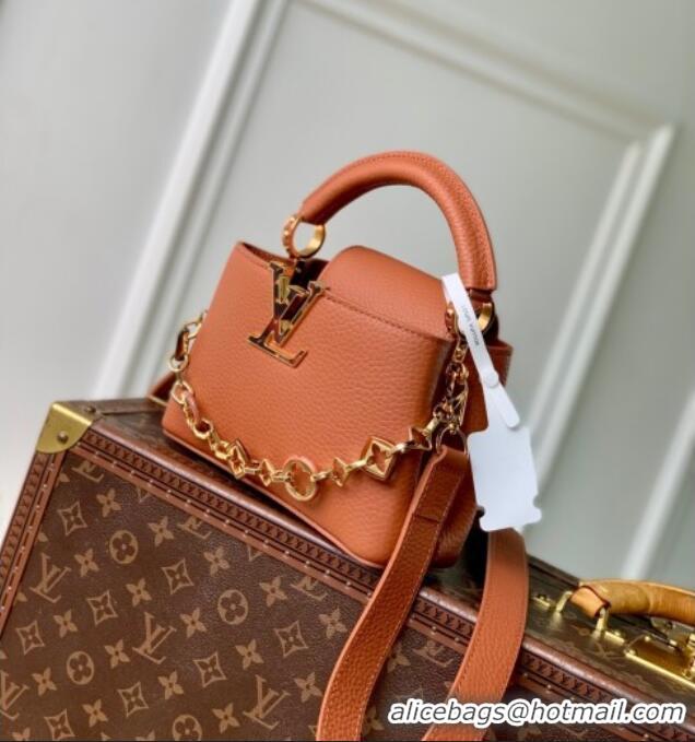 Market Sells Louis Vuitton Capucines Mini Bag with Chain in Taurillon Leather M14381 Tan ​2025