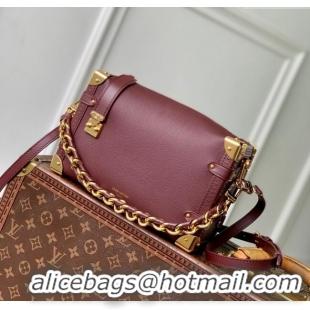 Luxury Classic Louis Vuitton Side Trunk MM Bag in Grained Cowhide Leather M25669 Burgundy 2025