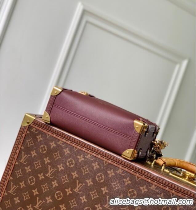 Luxury Classic Louis Vuitton Side Trunk MM Bag in Grained Cowhide Leather M25669 Burgundy 2025