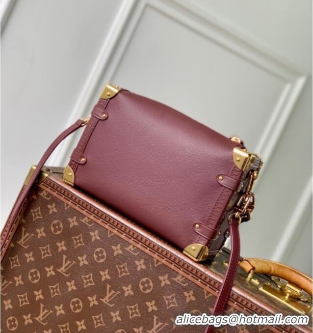 Luxury Classic Louis Vuitton Side Trunk MM Bag in Grained Cowhide Leather M25669 Burgundy 2025