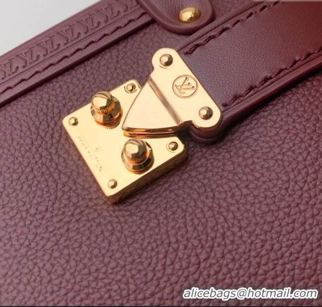 Luxury Classic Louis Vuitton Side Trunk MM Bag in Grained Cowhide Leather M25669 Burgundy 2025