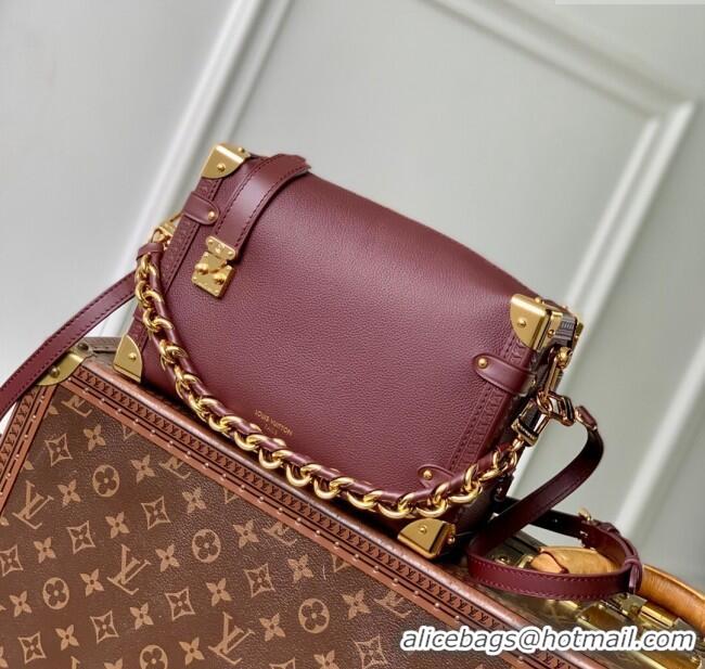 Luxury Classic Louis Vuitton Side Trunk MM Bag in Grained Cowhide Leather M25669 Burgundy 2025