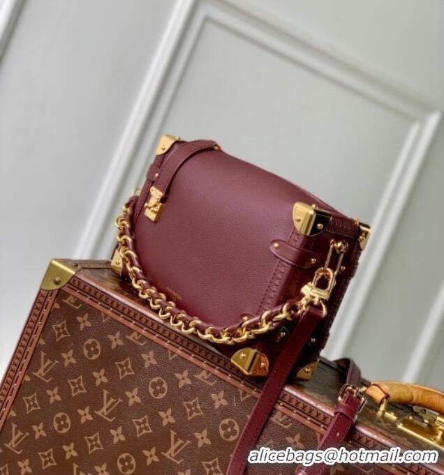 Luxury Classic Louis Vuitton Side Trunk MM Bag in Grained Cowhide Leather M25669 Burgundy 2025