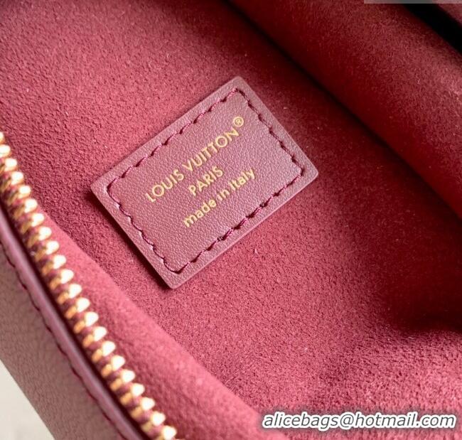 Luxury Classic Louis Vuitton Side Trunk MM Bag in Grained Cowhide Leather M25669 Burgundy 2025