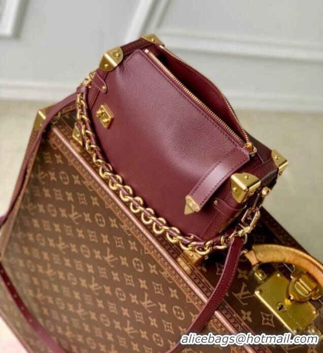 Luxury Classic Louis Vuitton Side Trunk MM Bag in Grained Cowhide Leather M25669 Burgundy 2025