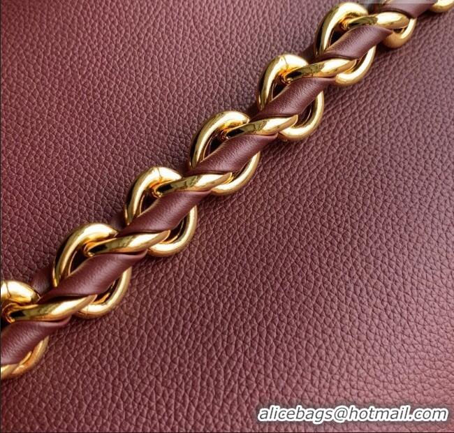 Luxury Classic Louis Vuitton Side Trunk MM Bag in Grained Cowhide Leather M25669 Burgundy 2025