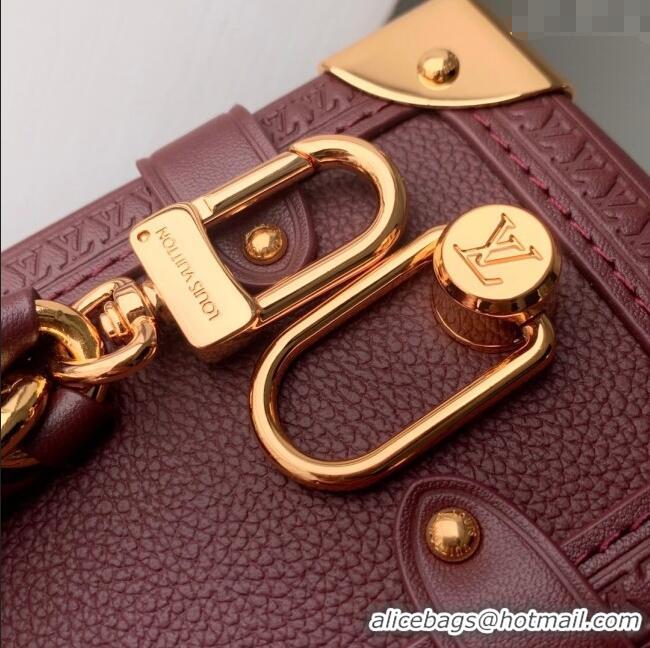 Luxury Classic Louis Vuitton Side Trunk MM Bag in Grained Cowhide Leather M25669 Burgundy 2025