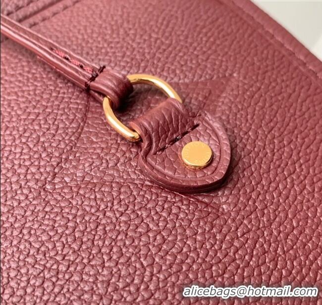 Original Cheap Louis Vuitton Neverfull MM Tote Bag in Monogram Leather M25855 Burgundy 2025