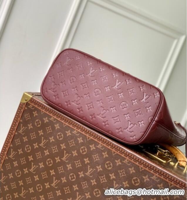 Original Cheap Louis Vuitton Neverfull MM Tote Bag in Monogram Leather M25855 Burgundy 2025