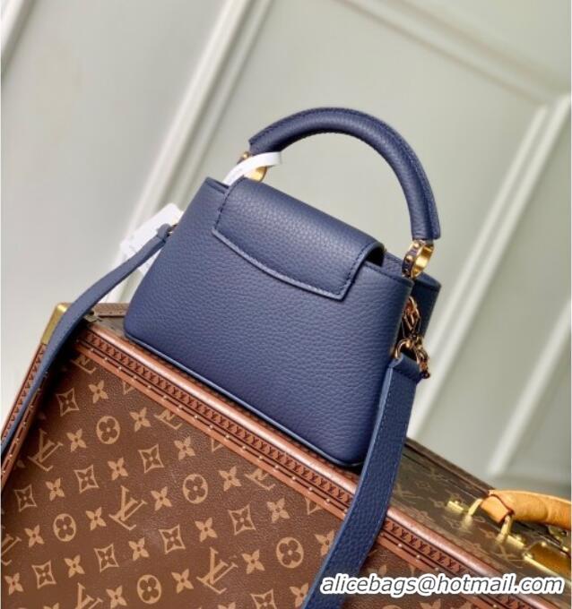 Original Cheap Louis Vuitton Capucines Mini Bag with Chain in Taurillon Leather M14970 Blue 2025