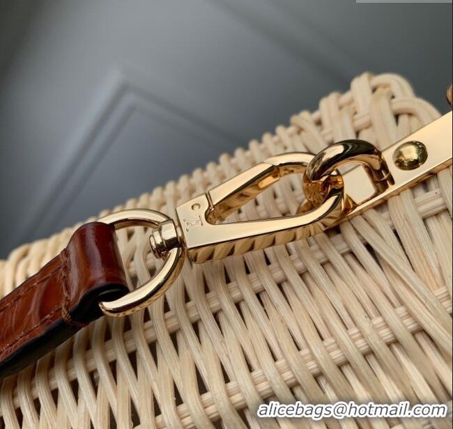 New Product Louis Vuitton Capucines Mini Bag in Cowhide and Rattan N88126 Brown 2025