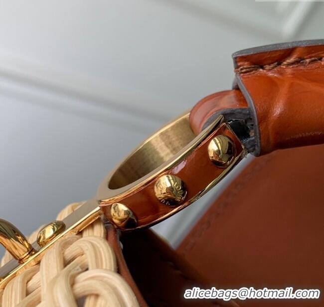 New Product Louis Vuitton Capucines Mini Bag in Cowhide and Rattan N88126 Brown 2025