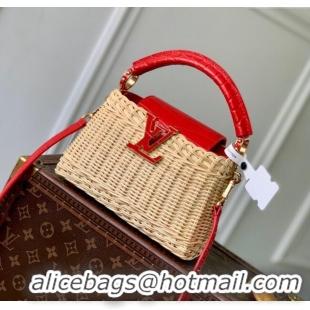 Inexpensive Louis Vuitton Capucines Mini Bag in Cowhide and Rattan N88126 Red 2025