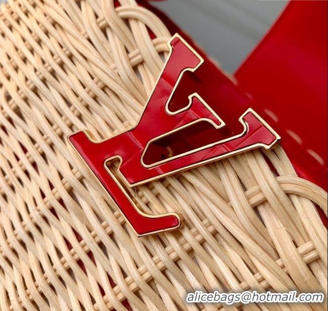 Inexpensive Louis Vuitton Capucines Mini Bag in Cowhide and Rattan N88126 Red 2025