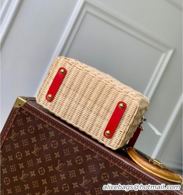 Top Quality Louis Vuitton Capucines BB Bag in Cowhide and Rattan N88126 Red 2025