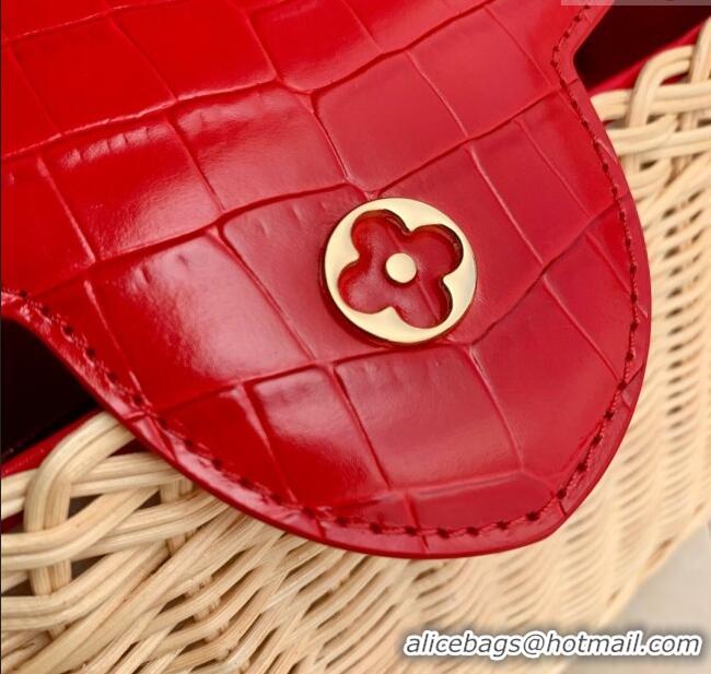Top Quality Louis Vuitton Capucines BB Bag in Cowhide and Rattan N88126 Red 2025