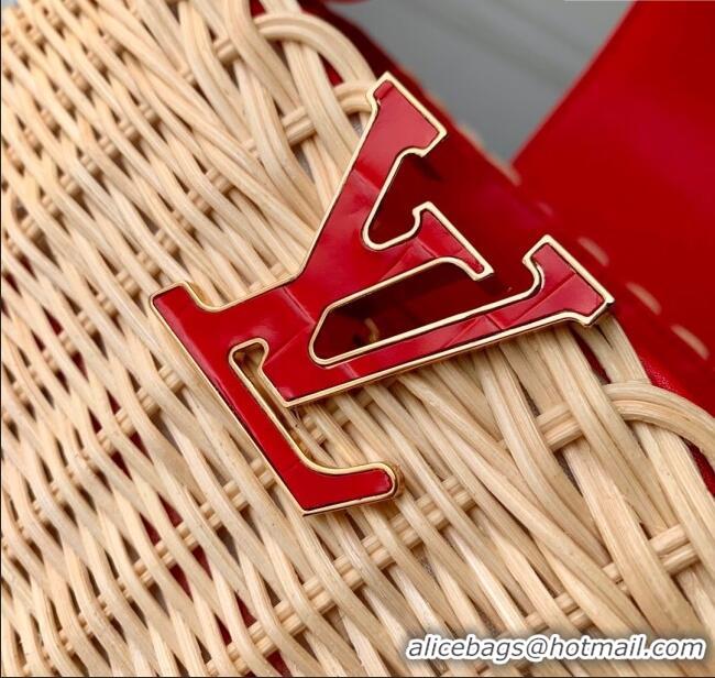 Top Quality Louis Vuitton Capucines BB Bag in Cowhide and Rattan N88126 Red 2025