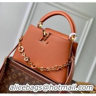 Spot Bulk Louis Vuitton Capucines BB Bag with Chain in Taurillon Leather M14381 Tan 2025