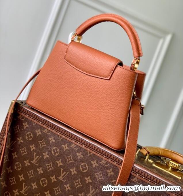 Spot Bulk Louis Vuitton Capucines BB Bag with Chain in Taurillon Leather M14381 Tan 2025
