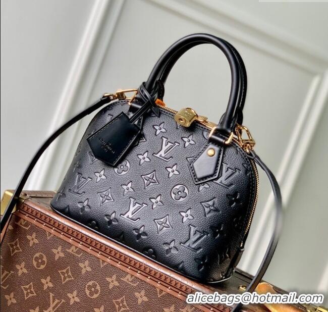 Top Grade Louis Vuitton Alma BB Bag in Monogram Grained Leather M26409 Black 2025