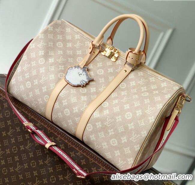 Luxury Discount Louis Vuitton Keepall Bandouliere 45 in Meowgram Coated Canvas M25787 2025