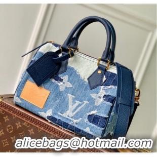 Spot Bulk Louis Vuitton Speedy 25 Bandouliere in Blue Denim M15276 2025