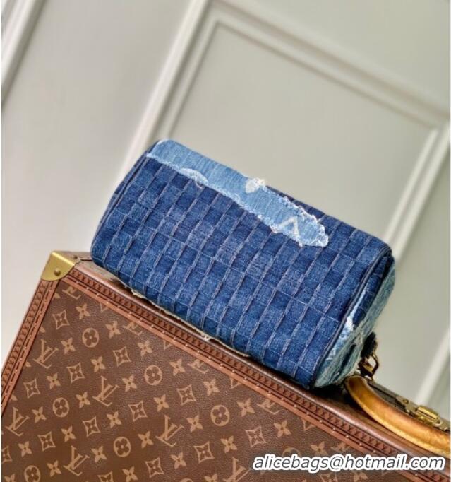 Spot Bulk Louis Vuitton Speedy 25 Bandouliere in Blue Denim M15276 2025
