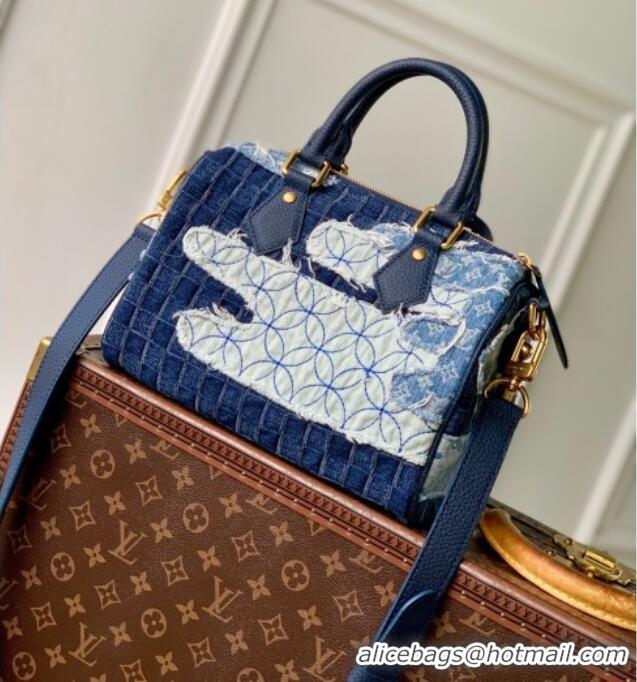 Spot Bulk Louis Vuitton Speedy 25 Bandouliere in Blue Denim M15276 2025