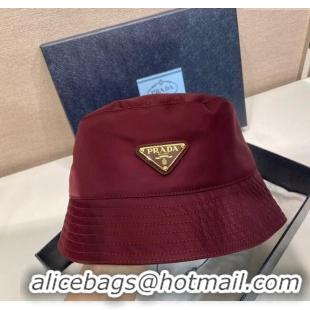 Classic Cheapest Prada Nylon Bucket Hat 0929 Burgundy 2025