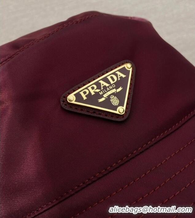 Classic Cheapest Prada Nylon Bucket Hat 0929 Burgundy 2025