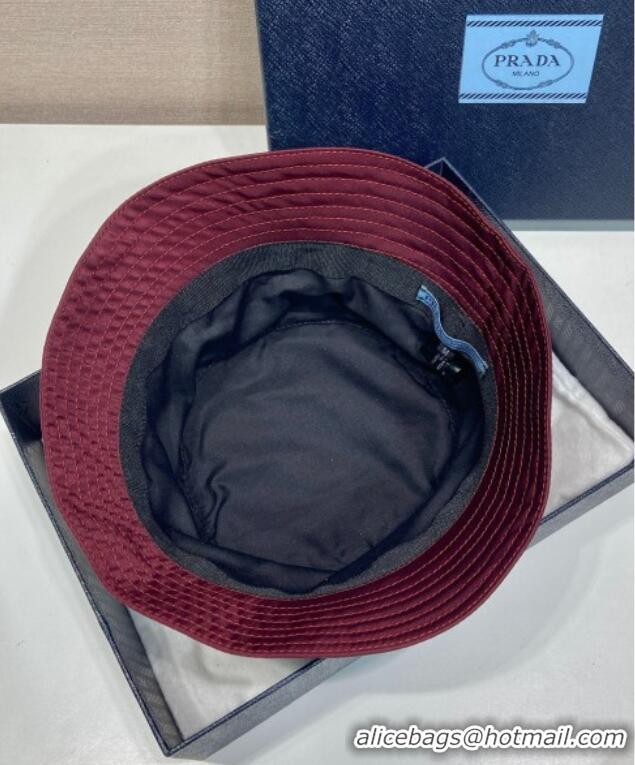 Classic Cheapest Prada Nylon Bucket Hat 0929 Burgundy 2025