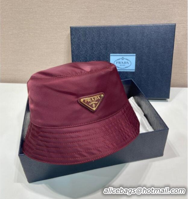 Classic Cheapest Prada Nylon Bucket Hat 0929 Burgundy 2025