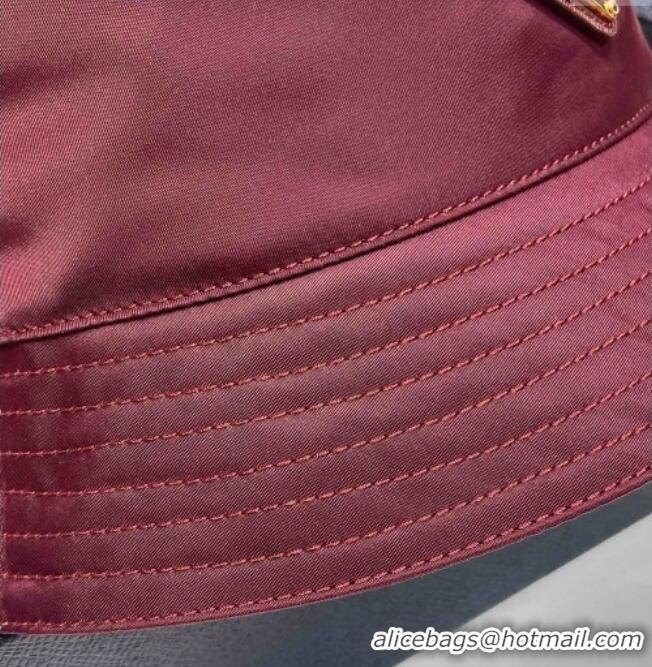 Classic Cheapest Prada Nylon Bucket Hat 0929 Burgundy 2025