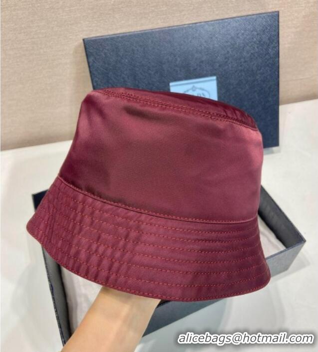 Classic Cheapest Prada Nylon Bucket Hat 0929 Burgundy 2025