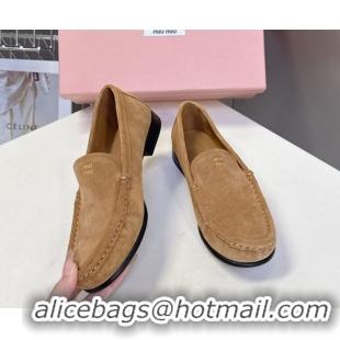 Sumptuous Miu Miu Suede Loafers Dark Beige 5D499E 0826005