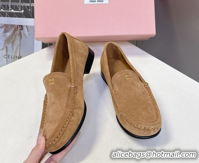 Sumptuous Miu Miu Suede Loafers Dark Beige 5D499E 0826005